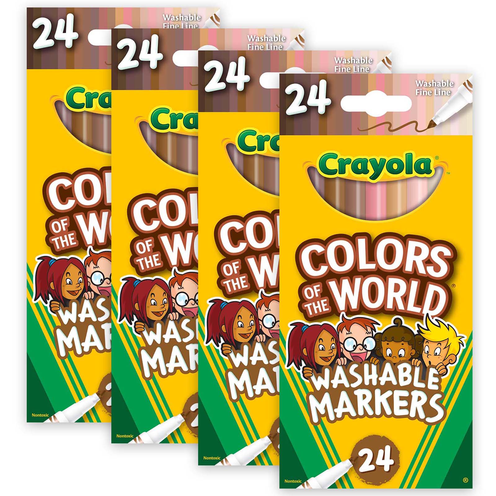 Crayola® Colors of the World Fine Line Markers, 4 Packs of 24